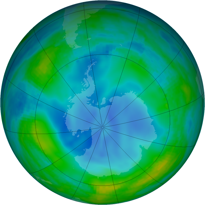 Antarctic ozone map for 20 June 1988